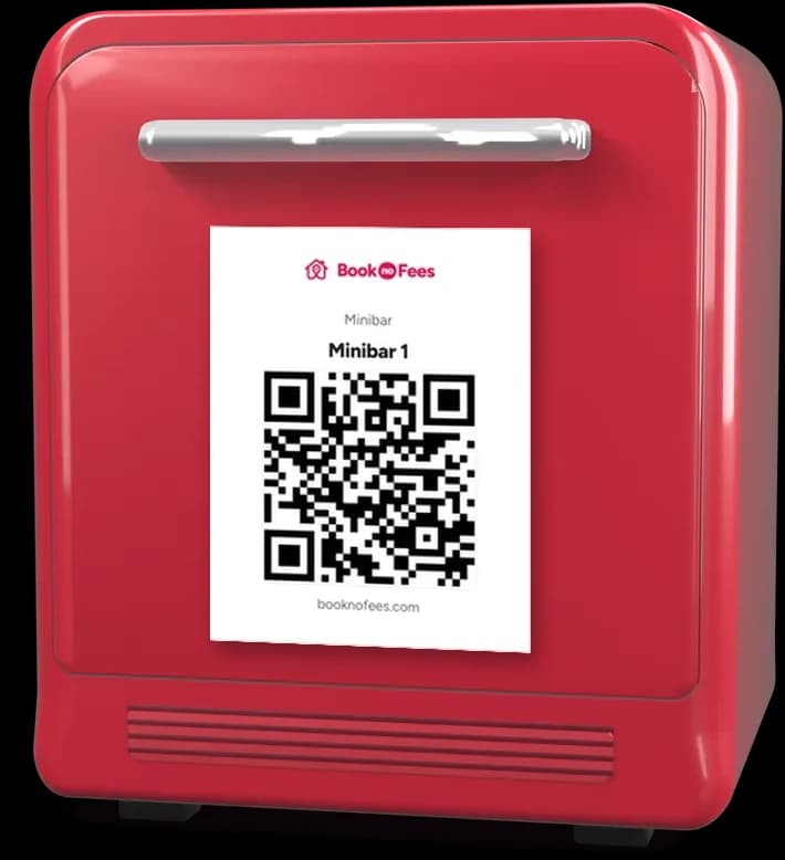 BookNoFees Minibar: die ausgedruckte QR-Karte an ihrer Tür